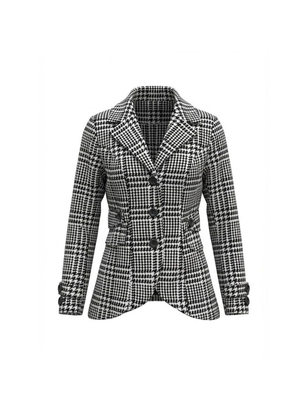 Women's Candie's Houndstooth Pea Coat Juniors XS Black & White